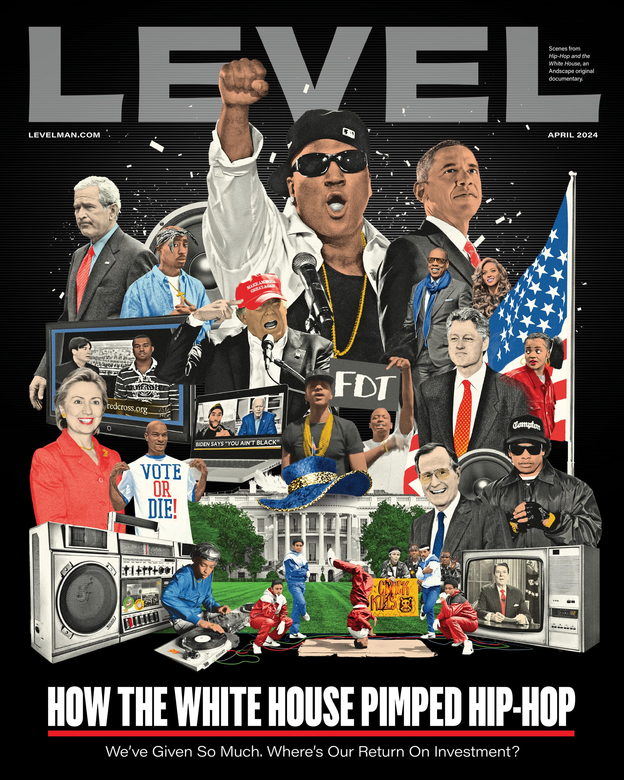 LEVEL's April 2024 cover highlights the connection between hip-hop and politics.