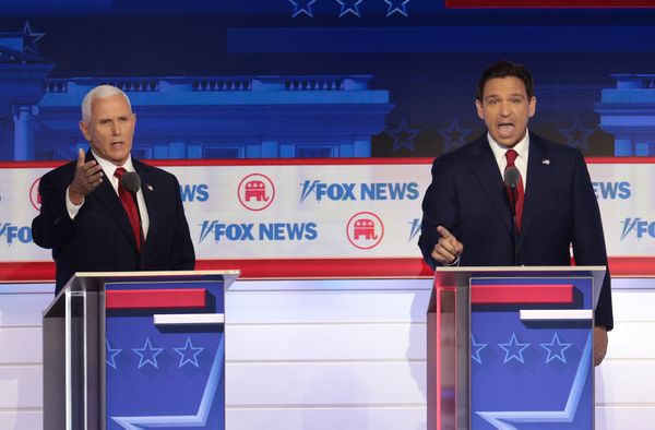 Mike Pence and Ron DeSantis at the Republican Presidential Debate