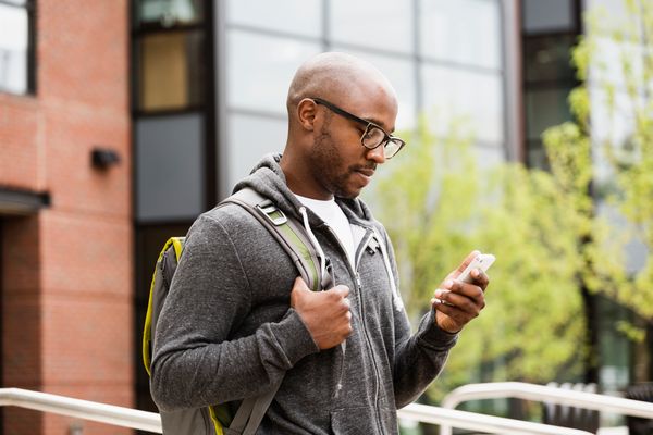 Black man on phone