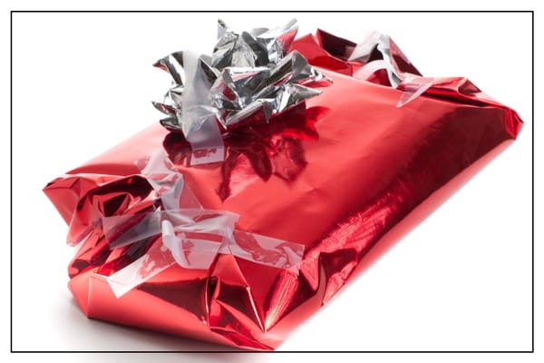 A badly wrapped Christmas gift